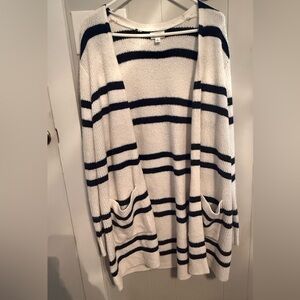 Striped Open-Front Cardigan Sweater